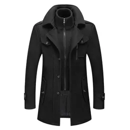 Trench da uomo Uomo Misto lana Giacca Cappotti Autunno Inverno Tinta unita Uomo resistente al freddo Cappotto di lana Doublar Casual Trench Uomo T221102