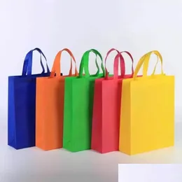 Storage Bags New Colorf Foldings Bag Non-Woven Fabric Foldable Shop Bags Reusable Eco-Friendly Folding Bages News Ladies Storage Inve Dhr4H