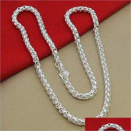 Kedjor Sier Plated 4mm Round Box Chain 45cm Halsband f￶r kvinnliga m￤n Fashion Wedding Engagement Charm smycken 484 B3 Drop Delivery 2021 DHDLD