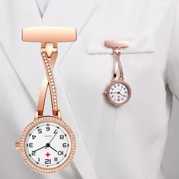Pocket Watches Fashion Rosegold CZ Clip-On Watch حركة الكوارتز عالية الجودة للجنسين تصميم فريد 2022