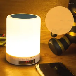 Saiten drahtlose Bluetooth-Lautsprecher Musik-Soundbox mit Weckerfunktion Touch LED-Tischlampe Freisprechanruf TF-Kartensteckplatz