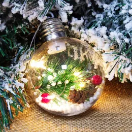 Light Up Christmas Balls Ornaments Transparent Plastic Hanging Ball Xmas Baubles New Year Home Decoration