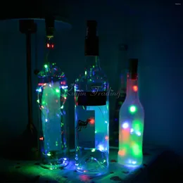 Stringhe Tappo per bottiglia di vino Corda luminosa in sughero 15 20 LED Ghirlanda di fata in rame Decorazione per feste di Natale all'aperto LR44 Alimentato a batteria