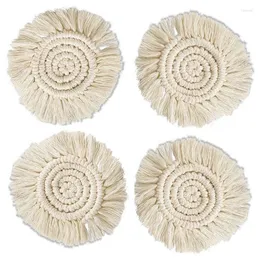 Bordmattor Handgjorda makrambanor Set med 4 - handgjorda bomullsrep vävda med Tassel Boho Home Decoration