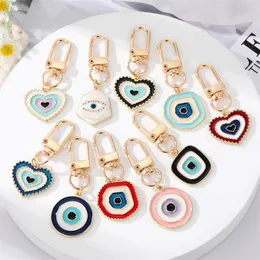 Irregular Heart Round Evil Eye Couple Keychain For Women Gift Blue Eye Bag Car Keyring Charm Accessories Jewelry