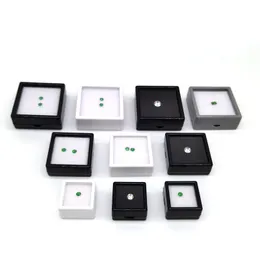 Weiße schwarze quadratische Edelstein-Displaybox, weiches Schwammkissen, Geschenkbox, lose Diamant-Schmuckschatulle, Kunststoff-Aufbewahrung