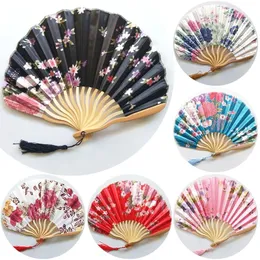 Flower Bamboo fan fan Beige Summer Vintage Finment Hand Hand Fan Dank Dance Dance Supplies RRB16126