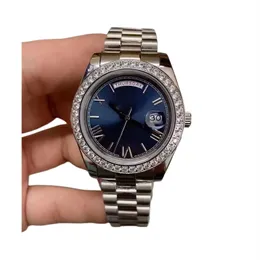 U1F 공장 럭셔리 시계 남자 로마 다이아몬드 베젤 진한 블루 다이얼 가슴 41mm 자동 기계 스포츠 패션 남성 손목 시계