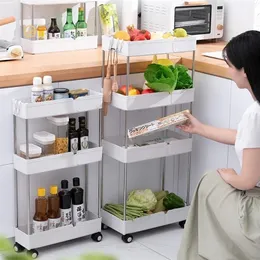 Colanders Strainers Upgrade thicker material Multilayer Storage Cart Rolling Wheels Kitchen Bathroom Organizer Household Rack Mobile Shelf 221008