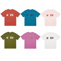 22ss New Summer Short Women's T-Shirt Sleeve Tees Shirts Mens Womans Loose Cursive Letter Printed T Shirt MARN Cotton Round Neck Couple Man Tops Tees