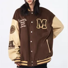 Jackets femininos American Letter Toalha Toalha Bordada Casaco de High Gality Casaco Mulheres Rua Hiphop Retro Retro Baseball Casal Allmatch Jacket 221007