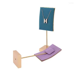 Jewelry Pouches Luxury Metal Base Necklace Display Stand Colorful Pendant Holder For Store