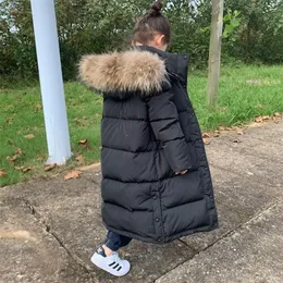 Вниз пальто зимняя куртка для девочек с капюшоном теплые густые дети длины 3 12 лет детская подростка Parka Overwear Одежда Snowsuit 221007