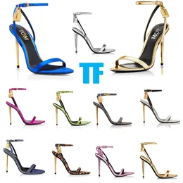 Fashion Brand 21 Styles TF Women Tom sandal high heels Velvet patent leather padlock pointy toe naked sandals pumps 35-42 With Box