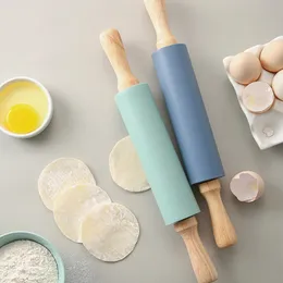 Silicone Non-stick Fondant Rolling Pin Fondant Cake Dough Roller Decorating Cake Crafts Kitchen Baking Cooking Tools MJ0870