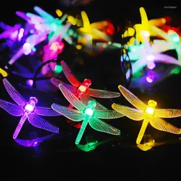 ストリングス防水屋外ドラゴンフライ照明カラフルな装飾ソーラーランプストリップLED弦楽灯luzガーランドクリスマスの年