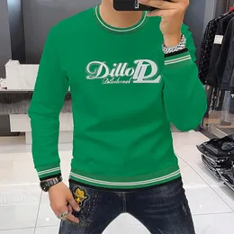 Verde Mens Moletons Strass Decorar Masculino Hoodies Versátil Homem Tops Tendência de Inverno Causal Slim Moda Retro Roupas Masculinas M-4XL