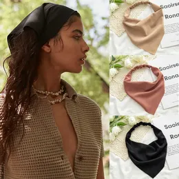 Headbands Ruoshui Woman Girls Solid Summer Head Scarf Chiffon Triangle Bandanas Women Elastic Hairband Hair Accessories Headwear Ornaments T221007