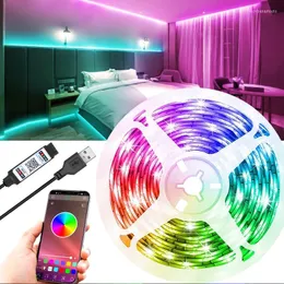 Remsor LED-lampor remsa 5V USB Bluetooth-kompatibel appstyrning RGB-diod-TV bakgrundsbelysning för rum Vägg sovrum heminredning