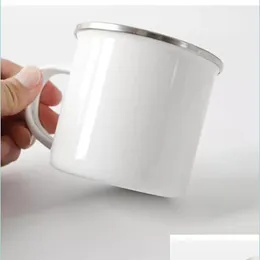 Tassen Sublimation Tassen Blank Wärmeübertragung beschichtete Emaille Tasse Edelstahl Rand Getränke Drop Lieferung 2021 Home Garden Kitchen Din DHCQK