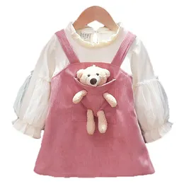 Kızlar Sonbahar Elbiseler Çocuk Giysileri Kış Yeni kadife Prenses Elbise 2 Parça Çocuklar Giyim Bebek Kız Elbise