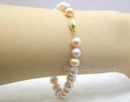 Bangle Qingmos Fashion Natural Freshwater Pearl Armband för kvinna med 7-8 mm rosa och lila 7,5 "smycken Bra104