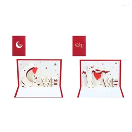 Greeting Cards K92A 3D Up Moon Love Valentines Day Card Anniversary Birthday Gifts Postcard Wedding Invitations With