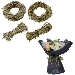 Dekoratif çiçekler 10m simülasyon yeşil yapraklar sahte yaprak çelenk dokuma ip diy düğün partisi hediyesi rattan paketleme ipi