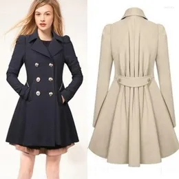 Women's Trench Coats Spring Fall Coat For Women Streetwear Turn-down Collar Double Breasted Female 3XL XXXL Sobretudo Feminino