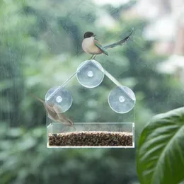 その他の鳥の供給アクリル透明なフィーダー吸引カップ取り付けられた鳥屋食品給餌ツールコメデロパジャロバードアクセサア