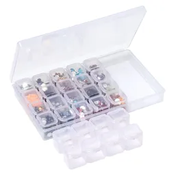 Lagringslådor BINS 28 GRIDS DIAMOND Målningssatser Plastiska nagelkonstverktyg Pärlor Fodral Arrangör Holder Kit GYH 221008