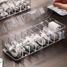 Förvaringslådor BIN CABLE BOX Organizador Case Anti Dust Earphone Electric Charger Wire Organizer Management Office Supplies Bin 221008