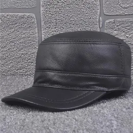 Boinas xdanqinx simples couro genuíno chapéu de couro de chapas de chapas de chapas de chapas de chapas de caça -capa de chapéu militar ajustável na cabeça masculina snapback