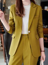 Garnitury damskie Blazery jesienne eleganckie kobiety bzdury biznesowe Suiruk Długie rękaw Casual Blazer Pencil Pants 2 sztuki Zestaw Kobiece Mody Workwear Suit 221008