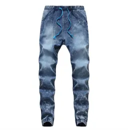 Мужские джинсовые шнурки Slim High Elastic Jeans Men's Washed Джинсы мода резиновая группа High Street Hip Hop Trend Casual Pencel Pants 221008