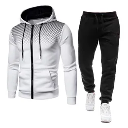 남성용 트랙 슈트 2022 New Men 's Fall Winter Hoodie and Pants Suit Fitness Running Sport 캐주얼 지퍼 폴카 도트 Grab Fleece Coat G221007