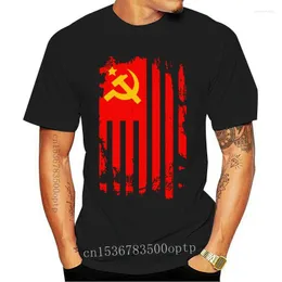Men's T Shirts Ussr Usa Flag With Hammer And Sickle Soviet Union Symbol T-Shirt