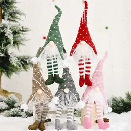 クリスマスツリーウールノーム人形ペンダントフォレストオールドマンの装飾品編みクラフトキッズギフトクリスマスパーティーの装飾LED光