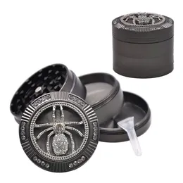 Diamond Spider Zinc liga de zinco fumando acessórios de ervas 50mm 4 peças 4 peças Metal Tobacco Grinder Smoothers para acessórios de tubo de água