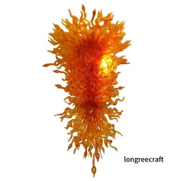 Art Deco Artistic LED Lamps Amber Colored 100% Hand Blown Crystal Chandeliers Murano Style Glass Chandelier for Living Room Dining Bedroom Decoration LR140