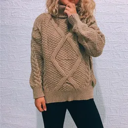 女性用セーター女性のエレガントなタートルネック女性セーターソフトニットベーシックプルオーバータートルネック厚いゆるい暖かい女性ニットウェア