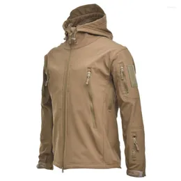 Erkek Ceketler Erkekler Sonbahar Kapşonlu İnce Polar Ceket Su Geçirmez Rüzgar Geçirmez Kamuflaj Dağcılık Dağlığı Dış Mekan Güz