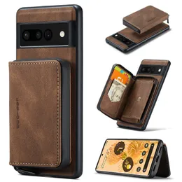 Shockper Vintage Pu Leather Card Case Skellet для Google Pixel 7 Pro 6 5A 5G Card Card Card Cockets Cover Cover