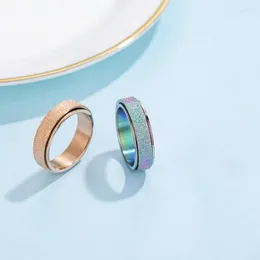 Кластерные кольца винтажное тревожное кольцо для подростков, женщины, мужчина из нержавеющей стали Y2K Ювелирные украшения Вращение Пара Свадебных Тенденций Подарок вечеринки