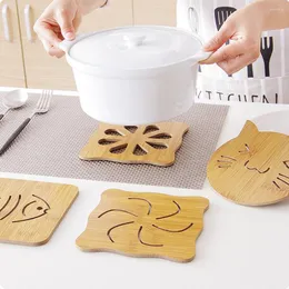 Tapetes de mesa em casa, tapa de isolamento de madeira de madeira sem escorregamento criativo fofo tocinho de chá de chá de chá acessórios de cozinha