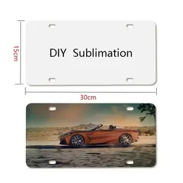 Sublimation Blank Aluminium Car License Plate for Personalized Pattern Blank custom logo 15x30cm 4holes