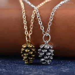 Pendant Necklaces Fashion Vintage Chain Necklace For Women Girl Pine Nut Plant Specimen Metal Choker Acorn Pinecone Jewelry Accessories