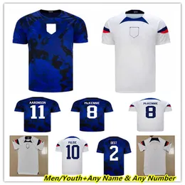 Men 2022 USAS America Mondiale Coppa del Mondo di calcio Maglie Pulisic Dest McKennie Adams Reyna Weah Morgan Rapinoe Usmnt Lletget Unifort States Football Shirt Uniforms