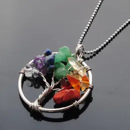 Tree of Life Prendants Necklace Girls Women المجوهرات الهدية ملفوفة بالرقائق الطبيعية سحر الحجر مع سلسلة 45 سم BN389