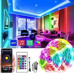 Strips LED Strip Light Bluetooth-compatible RGB 2835 SMD Flexible Lamp Ribbon 5M 10M 15M For Christmas Room Home Decor DC12V